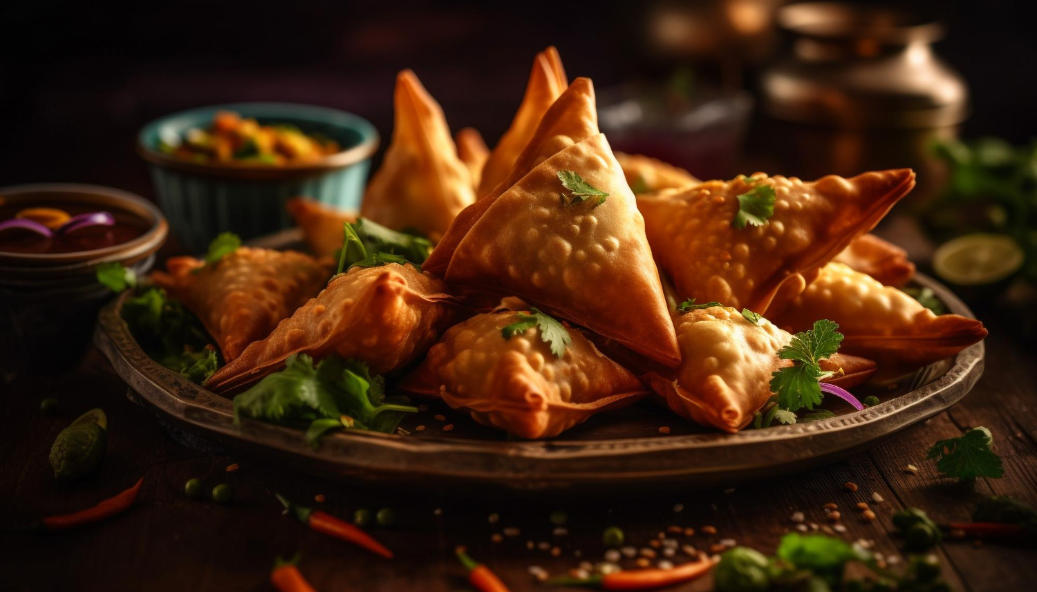 A plate full of SAMOSAs